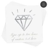 Flash Tattoos Classic Diamond semi-custom personalized temporary tattoo. Create your custom Classic Diamond tattoo in minutes by easily adding your personalized text in the font and color of your choice.