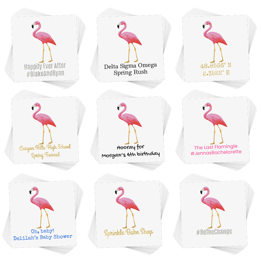 Personalize the Flamingo temporary tattoo. The perfect addition for summer parties, events, celebrations and more!