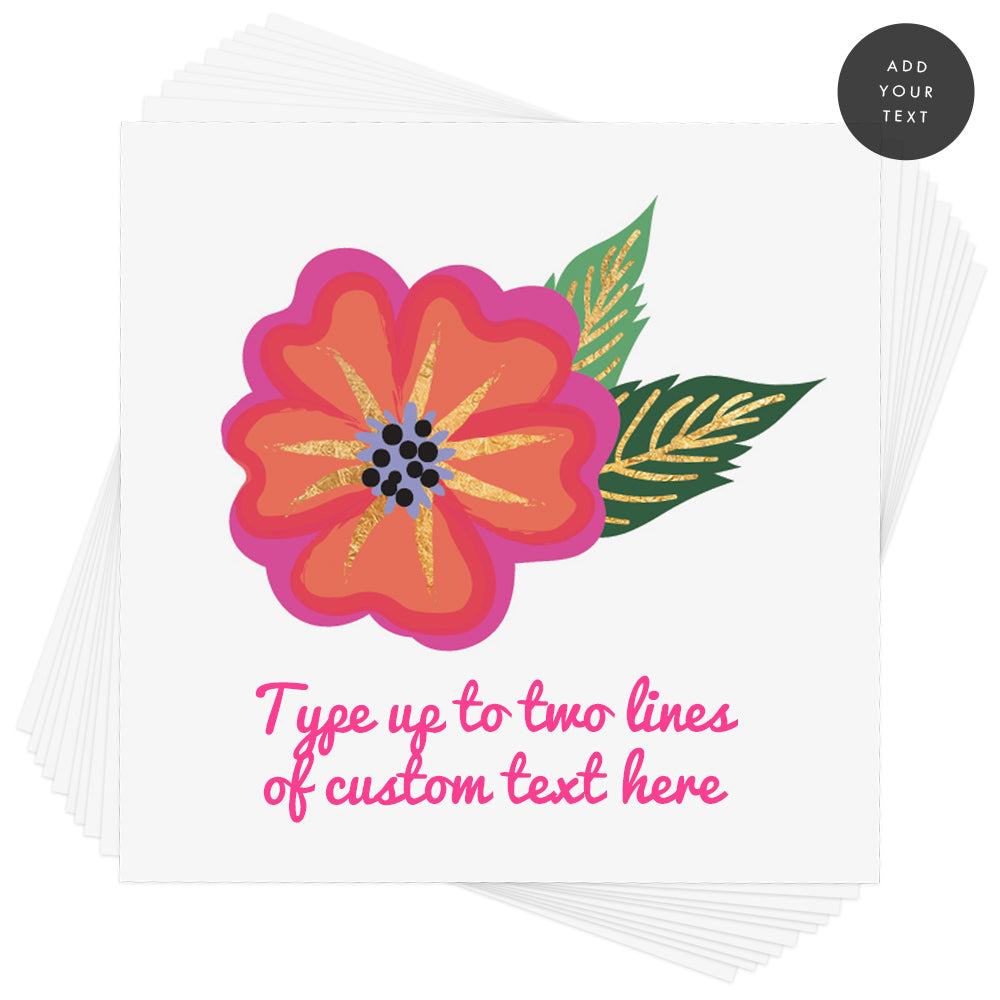 Create your custom floral inspired Pink Painted Flower Personalized temporary tattoo in minutes by easily adding your personalized text in the font and color of your choice.