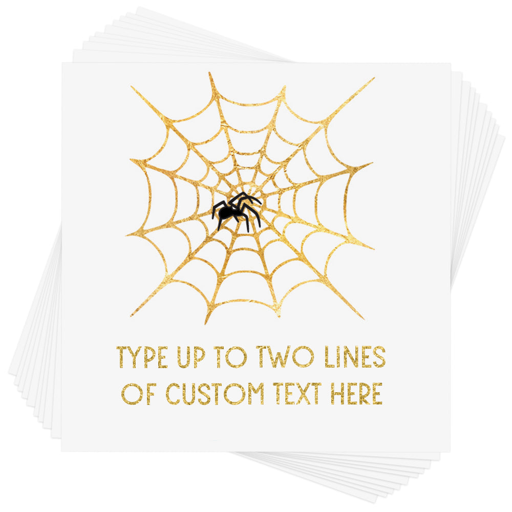 Design your own spooky Halloween inspired Gold Spider web metallic Flash Tattoo!