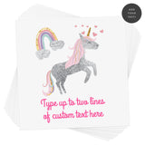 Create your custom Lovely Unicorns Personalized kids temporary tattoo in minutes by easily adding your personalized text in the font and color of your choice.