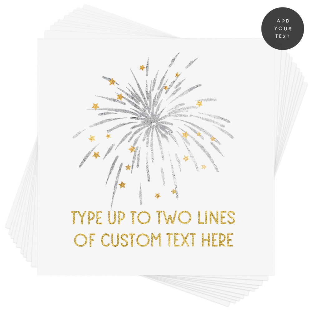 Design your own custom Firework metallic temporary tattoo. Add up to two lines of custom text and font style of your choice! @FlashTattoos