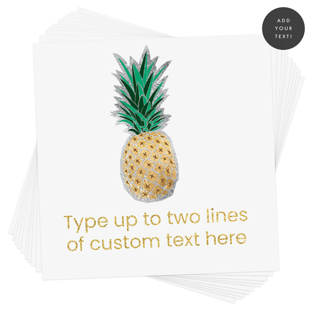 Create your custom tropical inspired Pineapple Personalized temporary tattoo in minutes by easily adding your personalized text in the font and color of your choice.