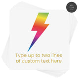Create your custom colorful inspired Rainbow Lighting Bolt Personalized temporary tattoo in minutes by easily adding your personalized text in the font and color of your choice.