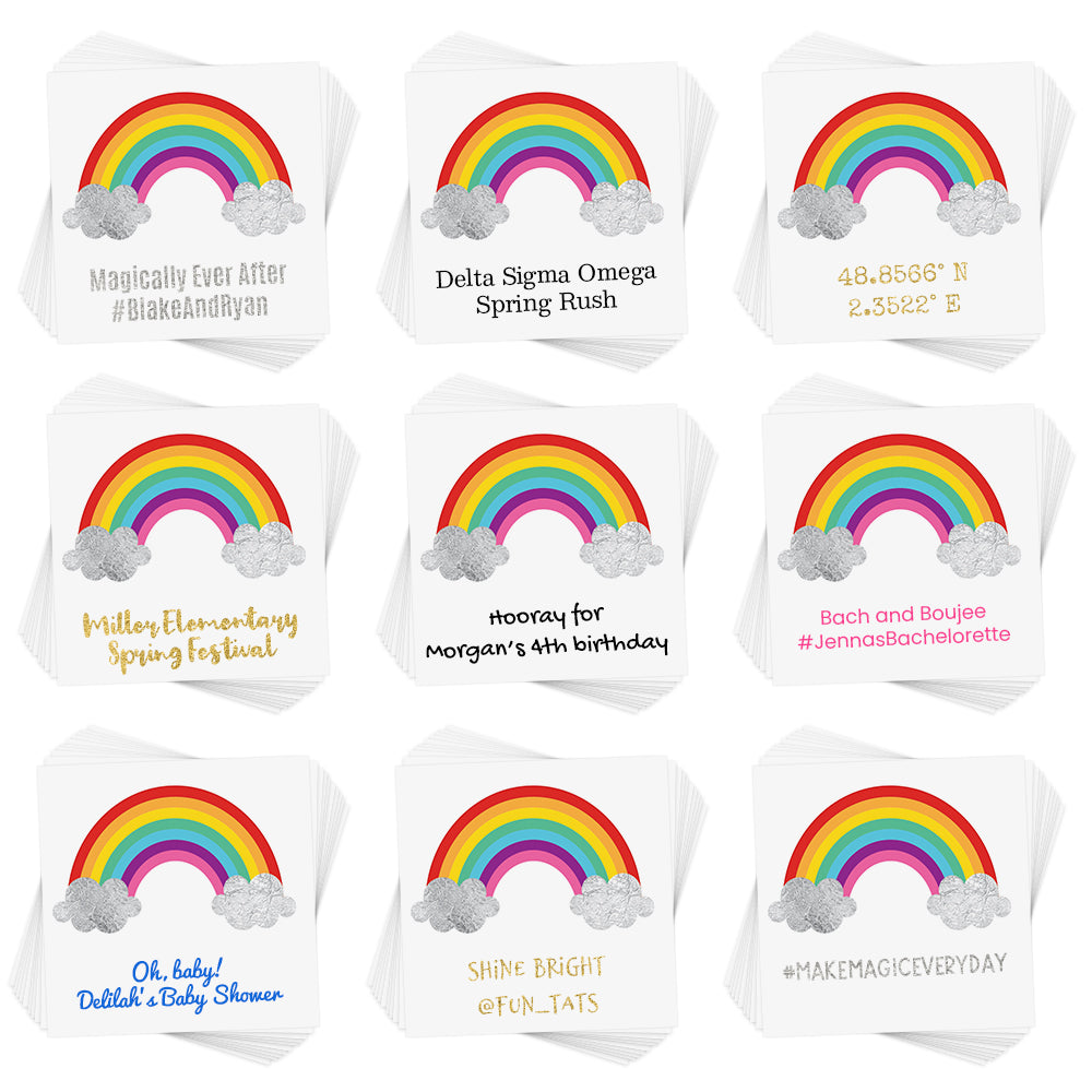  Personalize the Mini Rainbow temporary tattoo. The perfect addition for birthday parties, events, celebrations and more!