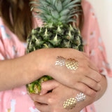 Give your guests a touch of the island life with pineapple party tat set of 10 pre-cut Flash Tattoos.  #FLASHTAT @FlashTattoos