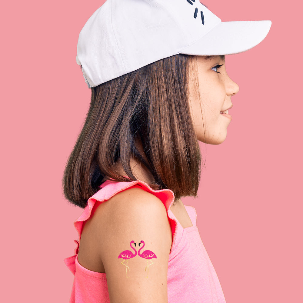Looking for the perfect addition to your next beach day- flamingo temporary tattoos.