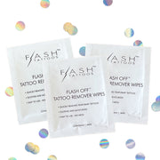 Skip the baby oil and scrubbing! Easily remove temporary tattoos in under 20 seconds with Flash Off tattoo remover wipes by Flash Tattoos. Available at FlashTat.com.