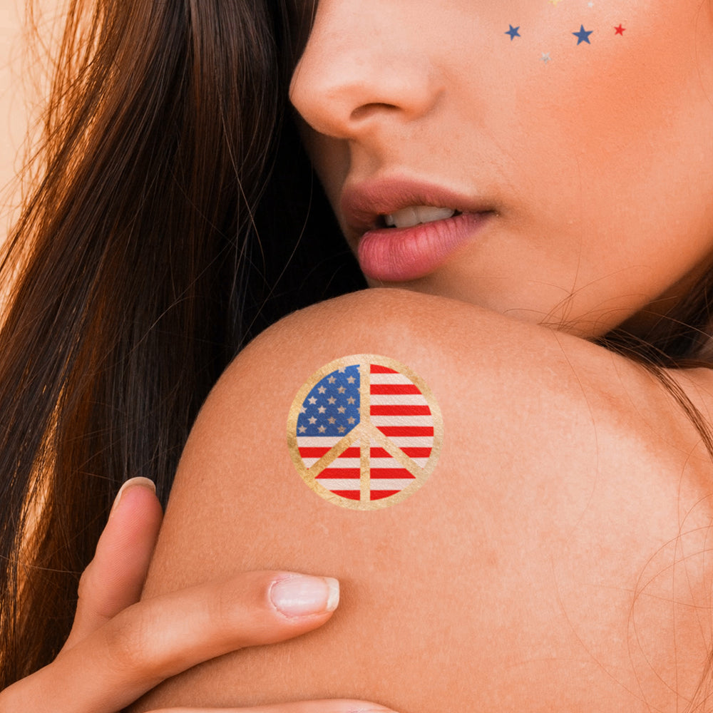 Metallic red, blue and gold patriotic temporary tattoos! @FlashTattoos #FLASHTAT