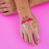 Hot pink and gold flamingo tropical inspired temporary tattoo