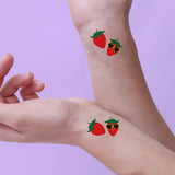 'Summer Strawberries' kids colorful tattoos by @FlashTattoos #FLASHTAT