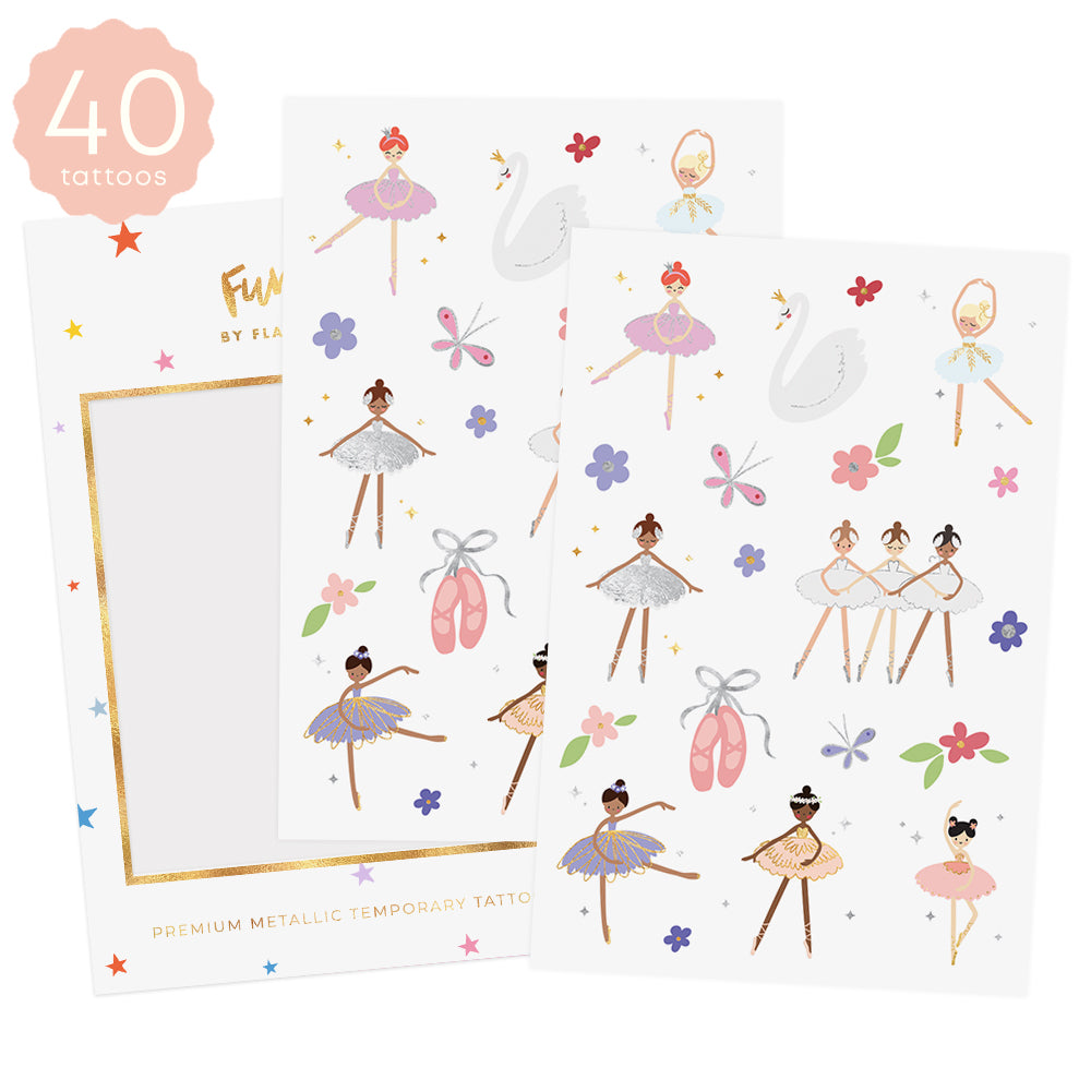 Sparkle in the two sheet Ballerina kids temporary tattoo pack. @FlashTattoos