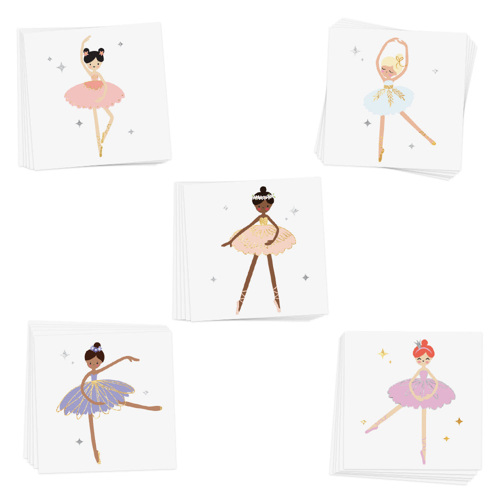 Fun Tats Ballerina inspired temporary tattoo set includes 25 metallic tattoos. The perfect party activity or favor @FlashTattoos