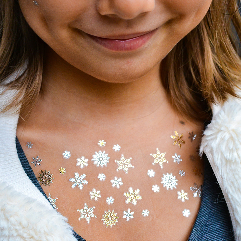 SNOWFLAKE FLURRY metallic party tats are the ultimate winter sparkle!