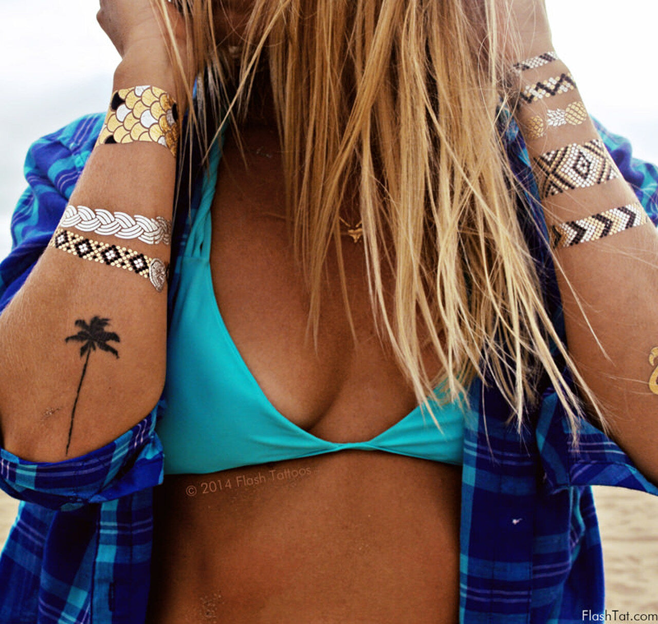 Tropical jewelry-inspired waterproof temporary beach metallic tattoos. #FLASHTAT @FlashTattoos