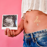 2 moths belly metallic gold and silver pregnancy Flash Tattoos - Mama Milestones Henna