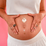 Mama Milestones Henna metallic gold and silver belly pregnancy tattoos
