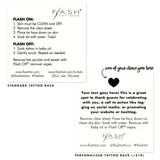 Flash Tattoos custom tattoo standard back and personalized tattoo back examples.  Personalized Heart Initials  temporary tattoos include tattoo application and removal instructions.