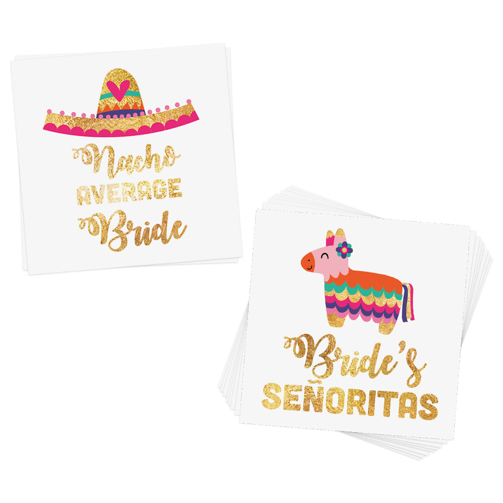 Sparkle in the 'Bride's Senoritas Variety Set' from Flash Tattoos featuring 10 assorted festive and fun party tats!