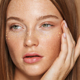 Sparkle in 'GALACTIC GOLD FACE FRECKLES' silver temporary face gem tattoos. Gold face freckle temporary tattoos. @FlashTattoos #FLASHTAT