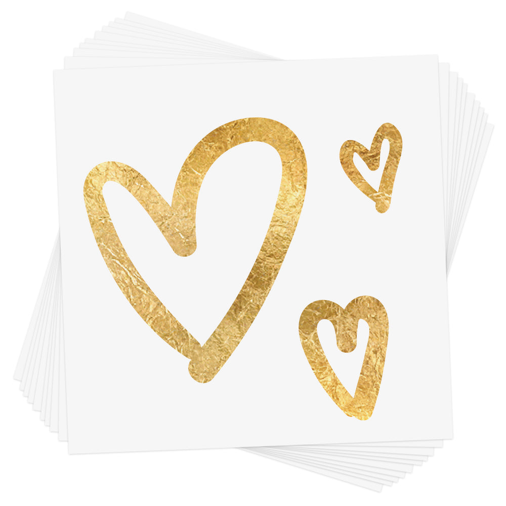 CLASSIC HEARTS' metallic gold love inspired Flash Tattoo.