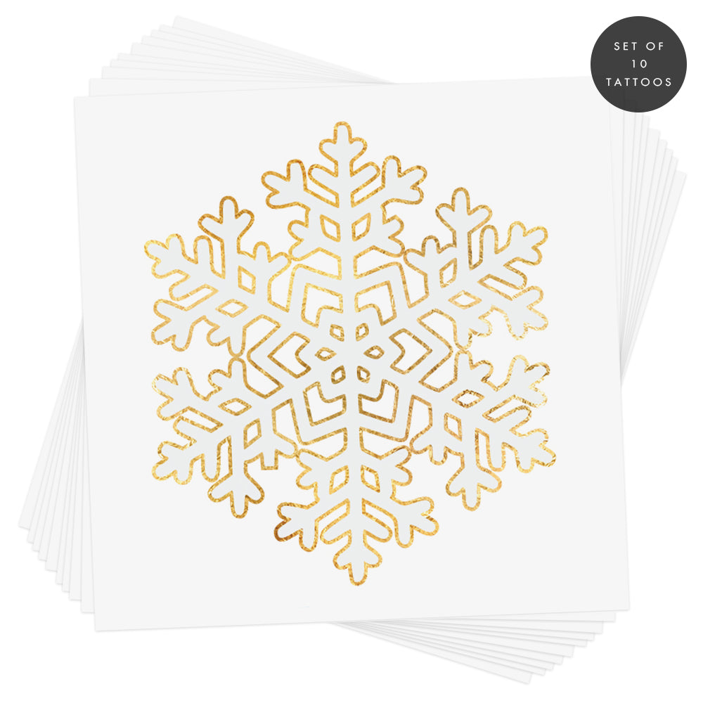 ‘WHITE FROST’ set of ten metallic white and gold snowflake tattoos. #FLASHTAT @FlashTattoos